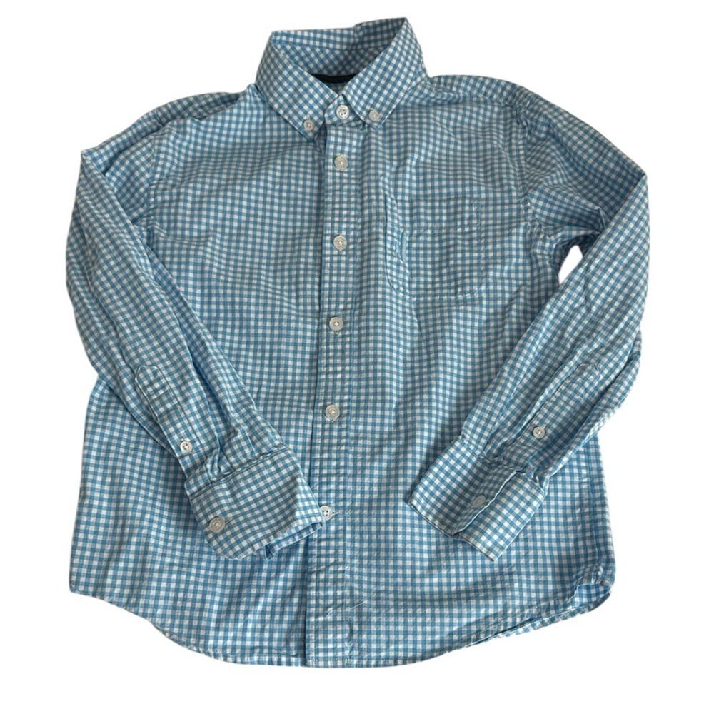 johnnie-O Light Blue Gingham Boys Button Down‎ Shirt Size 8